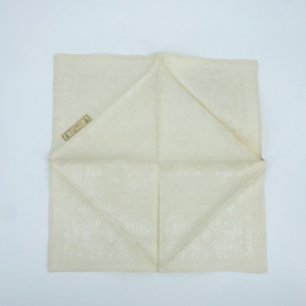 Vintage Linen Napkin Set 11 Beige European 1950s Table Decor - Picture 13 of 16
